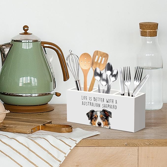 Australian Shepherd Dog Gifts Pen Pencil Holder for Desk, Funny Dog Gift Office Desk Accessories, Life Is Better with a Australian Shepherd Pen Holders Organizer for Classroom Bathroom Decor