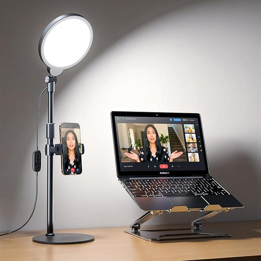 7" Ring Light with Stand for Desk, 3000K-6500K, 30 Lighting Modes for Video Conference, Zoom Lighting for Computer, Adjustable Dimmable Desk Light for Video Recording, Calls, Podcast, Stream, CRI 97.8