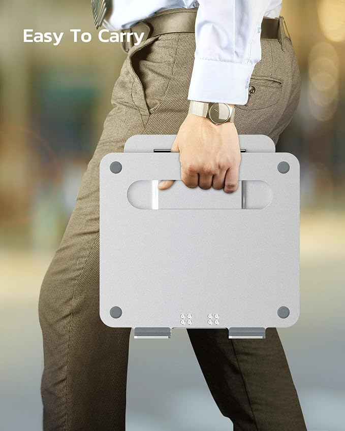 Nulaxy Laptop Stand, Ergonomic Sit to Stand Laptop Holder Convertor, Adjustable Height from 2.1" to 13.8", Supports up to 22lbs, Compatible with MacBook, All Laptops Tablets 11-17" - Silver