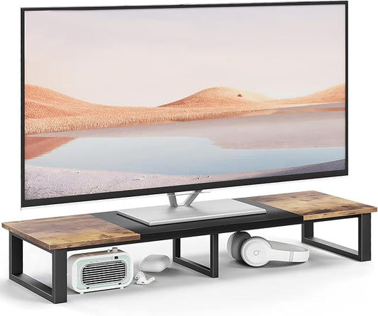 aboxoo 47" TV Riser for 32-60 inch TV, TV Riser Stand Shelf, Tabletop TV Stand Riser, Computer Monitor Table for Home Living Room, Study Office (Brown)