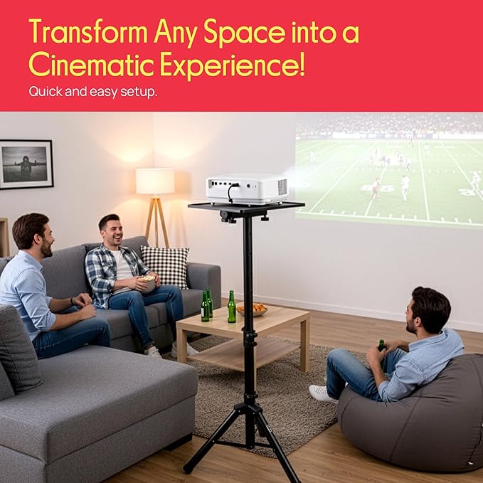 PYLE-PRO Universal Laptop Projector Tripod Stand - Computer, Book, DJ Equipment Holder Mount Height Adjustable Up to 39.37” w/ 14” x 11” Plate Size -for Office, Home, Stage, Studio, DJ Racks Holder