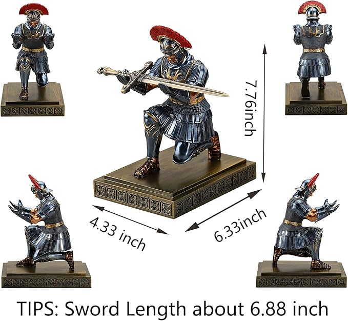 Roman Legion Soldier Knight Pen Holder Pen Stand Desk Organizers and Accessories for Office and Home(Blue)