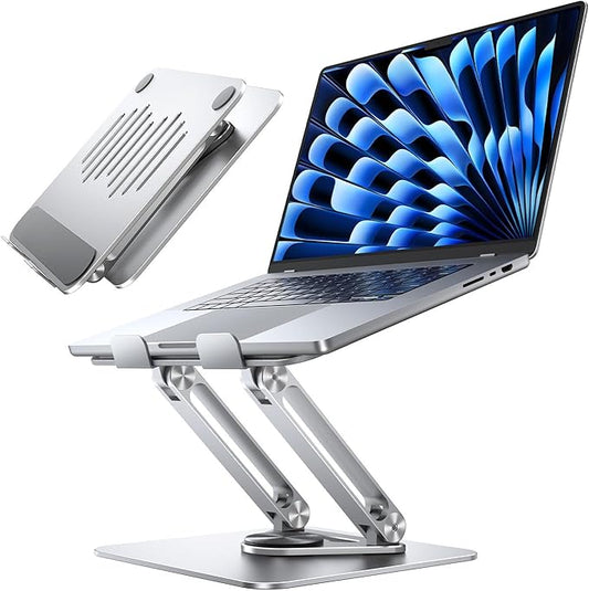 MAGIC JOHN Adjustable Laptop Stand for Desk, 360° Rotating Foldable Protable Laptop Riser Holder, Ergonomic Design Computer Notebook Stand Holder for MacBook Pro Air/Dell/HP 10-17.3"