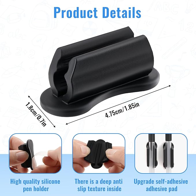 Adhesive Pencil Holders for Desk, 40 PCS Silicone Pencil Holder for Desk,Marker Holder, Adhesive Pen Holder for Classroom Clipboard Attachment, for School Office Accessories,Teacher Supplies