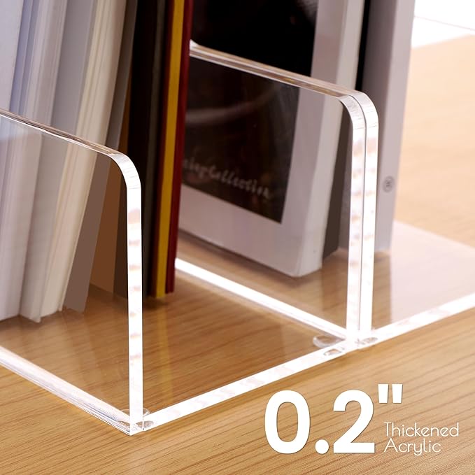 SANRUI Acrylic Magazine File Holders, Classroom Organization and Storage, Clear Bookend File Sorter, Desktop File Organizer 2-Pack