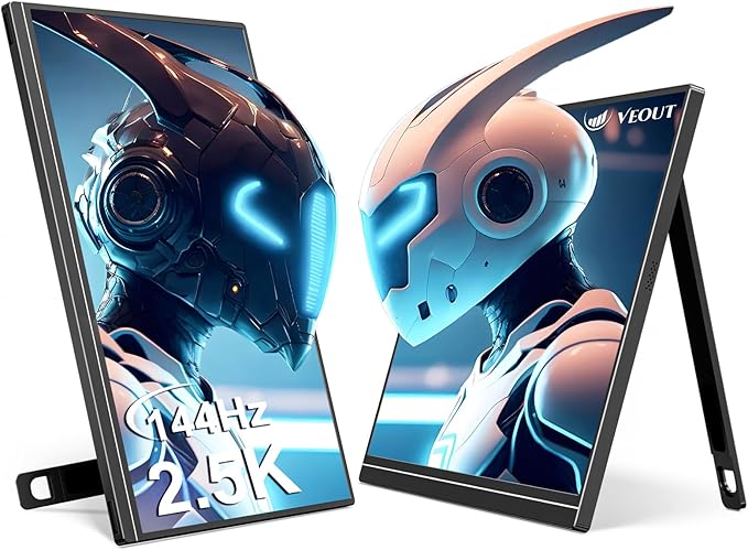 2.5K Portable Gaming Monitor with 144hz in 4 Colors - V1 Pro, 16inch 2560*1600 IPS Travel External Screen with FreeSync, Dual USB-C & Mini HDMI Second Display for Laptop/MacBook/PS5/Xbox/Switch