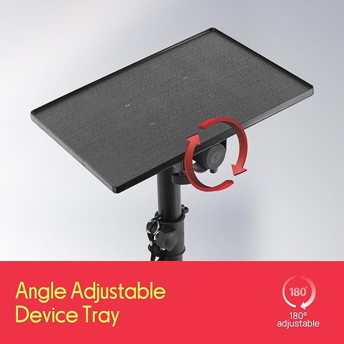 PYLE-PRO Universal Laptop Projector Tripod Stand - Computer, Book, DJ Equipment Holder Mount Height Adjustable Up to 39.37” w/ 14” x 11” Plate Size -for Office, Home, Stage, Studio, DJ Racks Holder