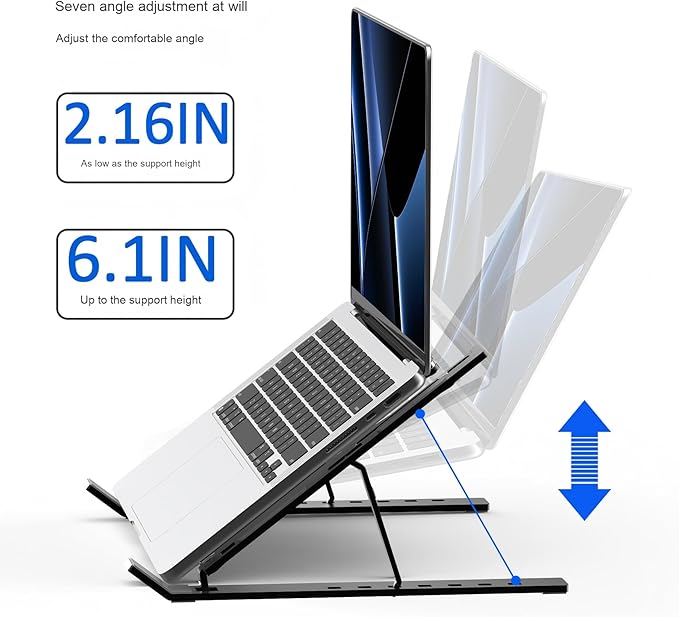Adjustable Laptop Stand,Ergonomic Laptop Holder,Foldable Laptop Stand,Compatible with MacBook Air/Pro, Dell, HP, Lenovo & All Laptops,Ergonomic Design,Portable & Sturdy