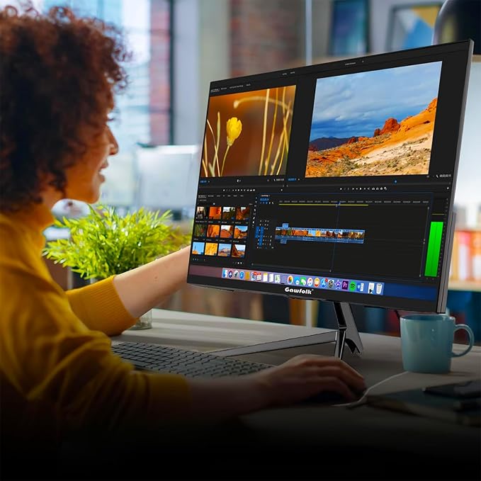 Gawfolk 27 Inch 4K Monitor IPS 60Hz, UHD 3840 x 2160p PC Monitors, Computer Dispaly for Home & Office, Support HDMI & DP, Wall Mount Compatible