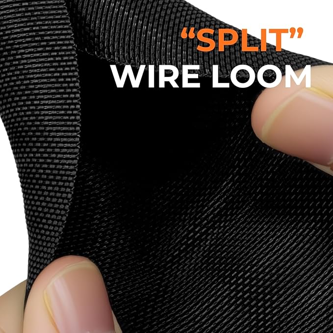 3/4 inch Split Braided Cable Management Sleeve for USB Cable Power Cord Audio Video Cable, Wire Loom Cord Protector from Cat Dog Chewing (Black, 25FT)