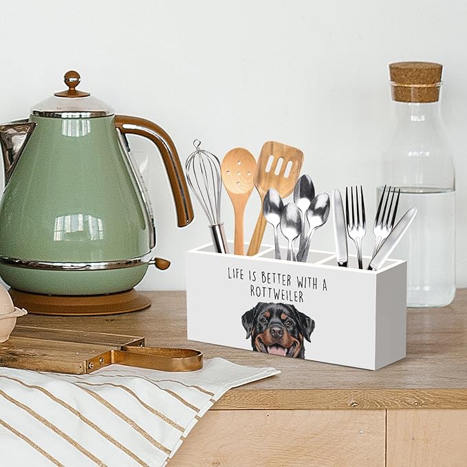 Rottweiler Dog Gifts Pen Pencil Holder for Desk, Funny Rottweilers Dog Lovers Gift Office Desk Accessories, Life Is Better with a Rottweiler Pen Holders Organizer for Women Bathroom Decor