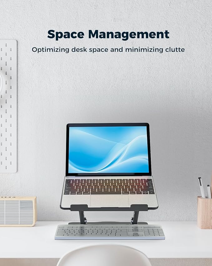 Adjustable Laptop Stand for Desk - Portable Laptop Riser with Rotating Base, Foldable Aluminum Computer Stand, Ergonomic Laptop Holder for MacBook Pro/Air Dell HP Notebook up to 15.6" ,Rose Gold