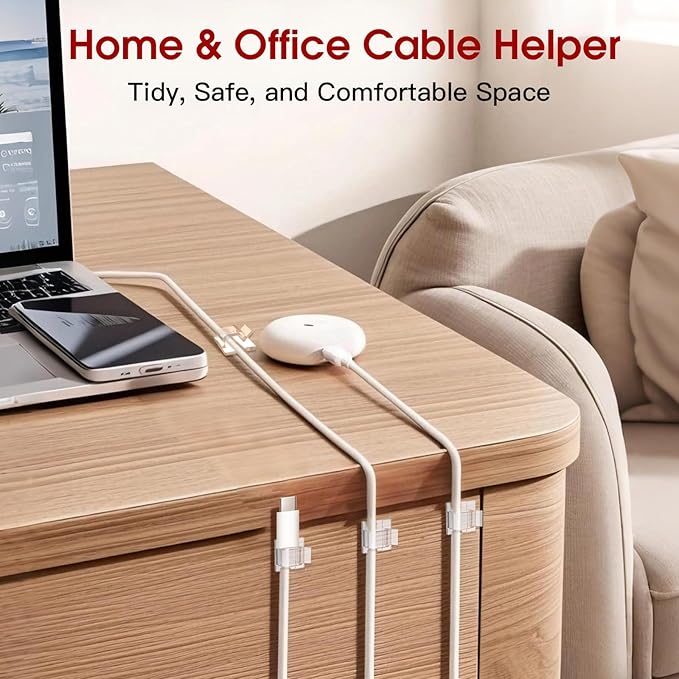 120PCS Heavy-Duty Adhesive Cable Clips, Clear Traceless Cord Organizer & Wire Holders for Wall, Desk, Car, LED Strips and Outdoor Lights (Small)