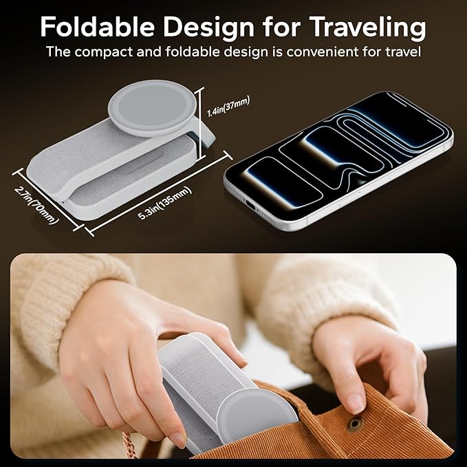 3 in 1 Foldable Wireless Travel Charging Station for MagSafe, Nightstand Magnetic Charger Stand for iPhone 17 16 15 14 Pro Max, Charging Dock with Night Light for Apple Watch/AirPods (White)