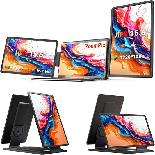 15.6" Laptop Screen Extender, FHD 1080P IPS Screen Extender Portable Monitor for 13.6"-17.3” Laptops, Travel Laptop Screen Extender with USB-C&HDMI, Triple Monitor for Windows, Mac