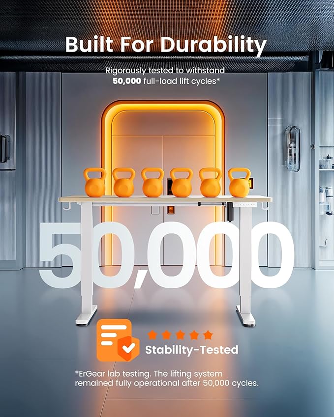 ErGear Electric Standing Desk, 44 x 24 Inches Height Adjustable Stand up Desk, Sit Stand Home Office Desk, with Two-Piece Desktop (Natural)