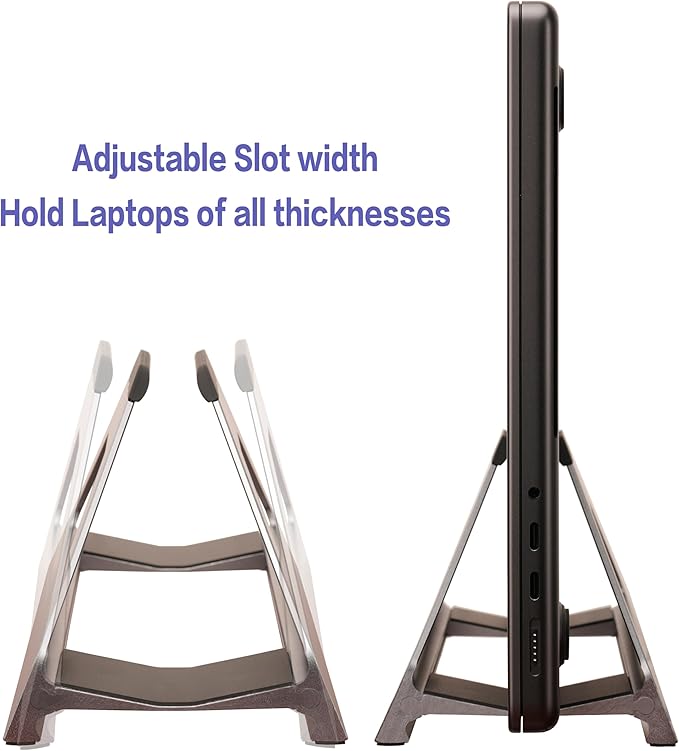 Vertical Laptop Stand, Space Saving Holder for MacBook with Tool-Free Width Adjustment, Pretty Anodized Aluminum for Desk, Universal Fit for 10-17" Laptop