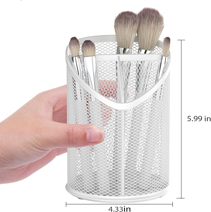 2 Pack Pen Holder Mesh Round Pencil (White)