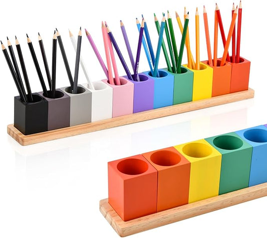 Colorful Pencil Holder, 11 Removable Crayon Organizer for Desk, Pen and Marker Storage for Classroom, Office, Colored Pencils