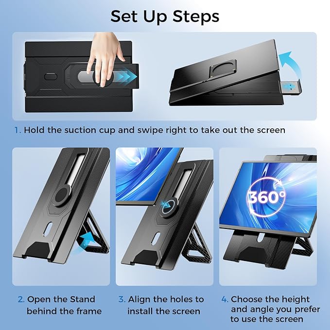 Laptop Screen Monitor Extender,1080P FHD Portable Monitor for Laptop, Built-in Speaker and Adjustable Backstand, Triple Screen Extender Compatible with Wins/MacOS/Chrome (Black, Dual-16Inch)