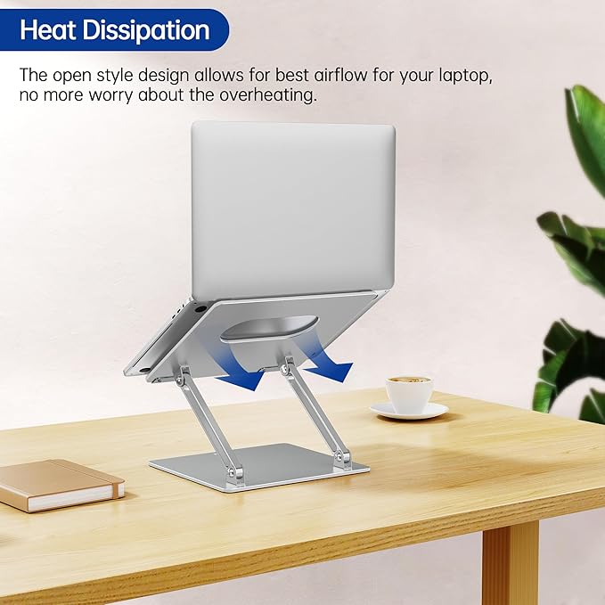 BESIGN LS10 Aluminum Laptop Stand, Ergonomic Adjustable Notebook Tablet Stand, Computer Holder Compatible with Air, Pro, Dell, HP, Lenovo More 10-14" Laptops, Silver