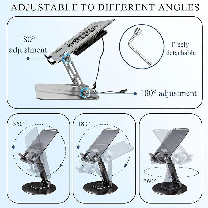 Laptop Stand for Desk, Laptop Riser with Active Cooling Fan, Widely Compatible with MacBook and Other Computer Accessories、Computer Stand for Laptop