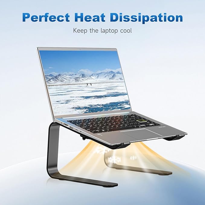 suptek Aluminum Laptop Stand,Ergonomic Detachable Computer Laptop Stand for Desk,Ventilated Cooling Design,Notebook Riser Compatible with MacBook Air/Pro, Dell, HP, Lenovo More 10-16" Laptops, Black