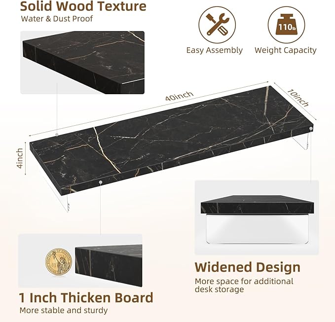 Dual Monitor Stand Riser, 40" Large Computer Monitor Stands for 2 Monitors, Wooden Desktop Organizer Shelf for Office Desk Computer, Laptop, TV, Monitor, Printer