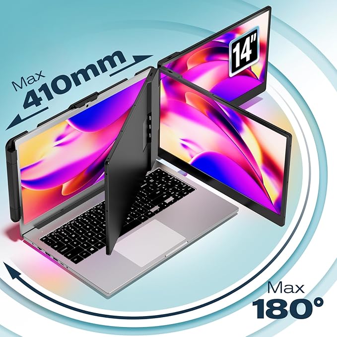 Teamgee 14” Laptop Screen Extender, S1 Dual FHD IPS Portable Monitor for 13–17” Laptops, USB-C/HDMI Plug & Play, Compatible with Windows, macOS & Android, Perfect for Hybrid Work & Travel