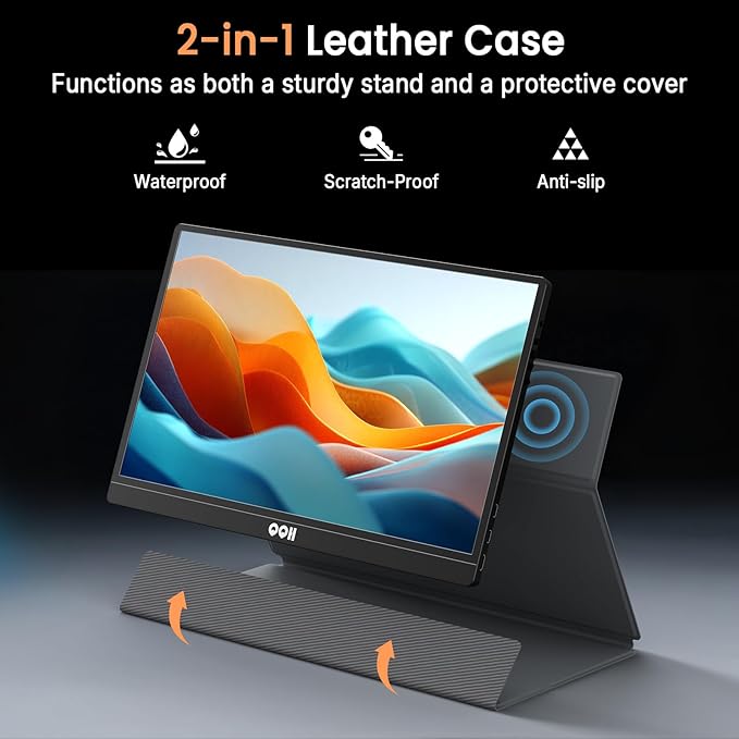 QQH 4K Portable Monitor, 15.6" IPS 3840x2160 UHD USB-C HDMI Travel Portable Monitor for Laptop, Ultra-Slim Alloy Gaming Monitor Second Display with w/Smart Cover for PC, Phone, PS5/4, Xbox, Switch