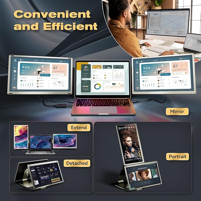 Teamgee 15.6" Laptop Screen Extender | Portable Monitor for 13-17” Mac/Windows Laptops | 120% sRGB FHD, Metal Stand, 235° Rotation, Ideal for Hybrid Work