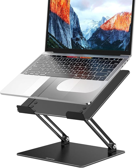 BESIGN LS10 Aluminum Laptop Stand, Ergonomic Adjustable Notebook Tablet Stand, Computer Holder Compatible with Air, Pro, Dell, HP, Lenovo More 10-14" Laptops, Black