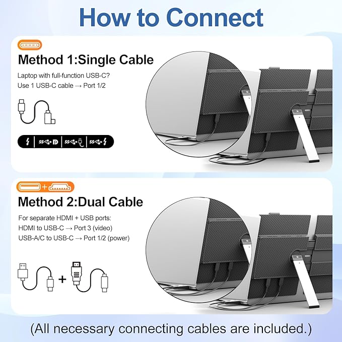 Teamgee 14” Laptop Screen Extender, FHD 1080P Portable Monitor, Ultra-Thin & Lightweight Second Display for Travel, Work, and Gaming, Plug & Play for Mac/Windows/Android/Dex