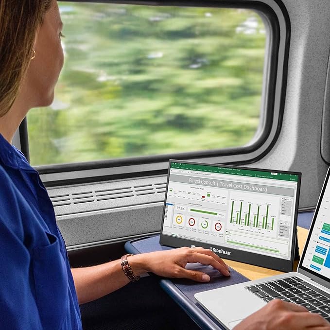 SideTrak Solo Pro 13' Freestanding Portable Monitor | 1080p LED .04' Thin | Kickstand | 10ms Response Time | 60Hz Refresh Rate | USB-C, Mini HD | 1.3 lbs. Travel Monitor