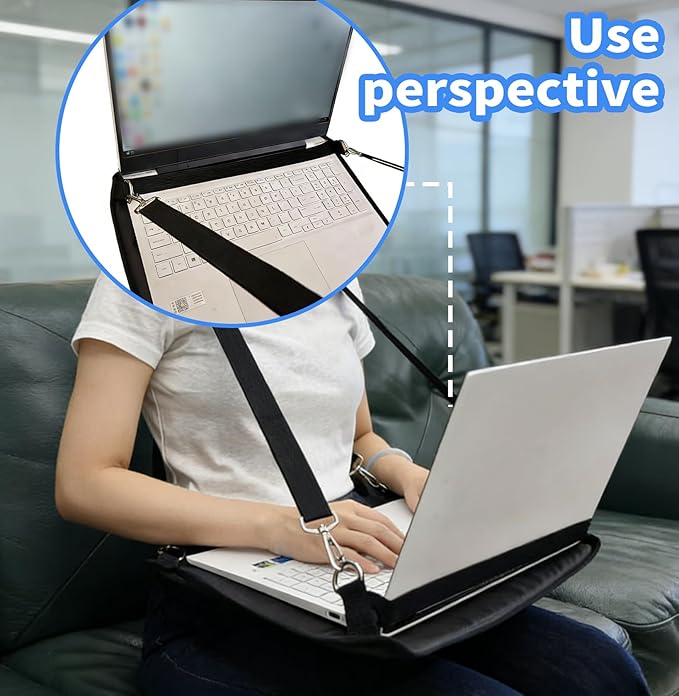 Portable Laptop Harness for Walking,16" Adjustable Wearable Laptop Stand,Secure Walking Laptop Harness Easily fits with Flexible Strap for Tablets E-Readers Notebook Notepad Standing Desk