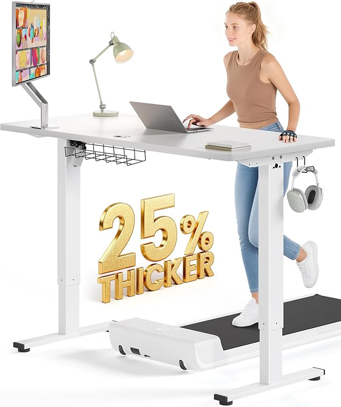 SIAGO Electric Standing Desk Adjustable - 48 x 24 Inch Sit Stand up Desk with 0.8 Inch Thick Tabletop - Adjustable Height Table with 3 Memory Preset, Cable Management for Home Office