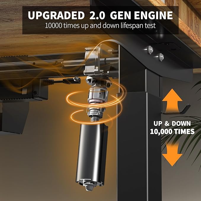 55 * 30 Inches Electric Standing Widened Desk Adjustable Height with 4 Drawers, Double Storage Shelves Stand Up Desk, Home Office Workstation Sit Stand up Desk (Light Rustic Brown)