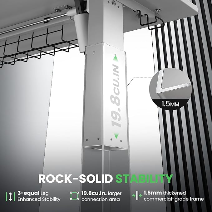 SIAGO L-Shaped Standing Desk - 63 x 55 Inch Adjustable Corner Standing Desk with Charging Station - L Shape Sit Stand Table with Memory Controller, Splice Board for Home Office