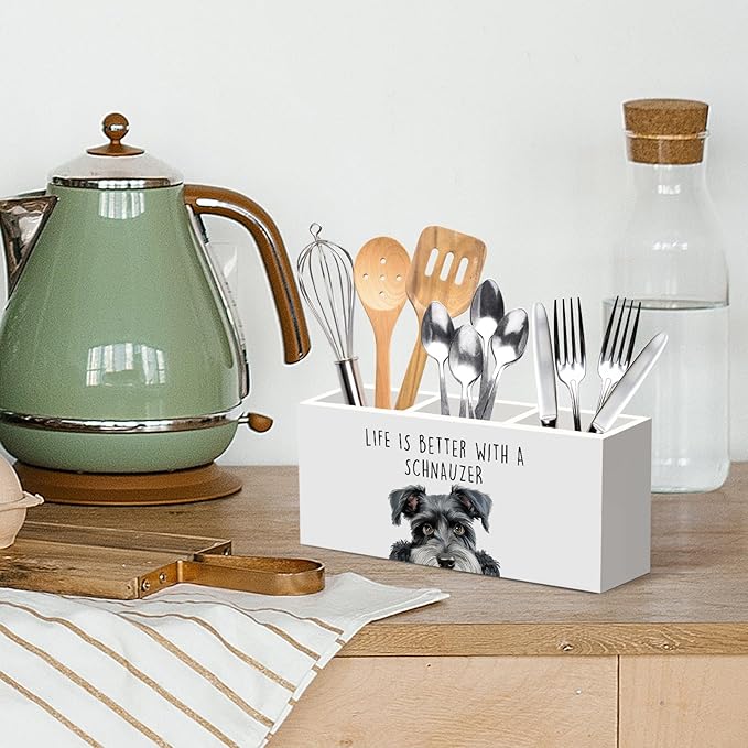 Schnauzer Dog Gifts Pen Pencil Holder for Desk, Funny Schnauzers Dog Gift Office Desk Accessories,Life Is Better with a Schnauzer Pen Holders Organizer for Kitchen Bathroom Decor