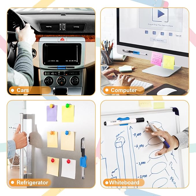 Pen Holder for Desk, 20 PACK Adhesive Silicone Pen Holder for Classroom Clipboard Attachment, Marker Holder, Pencil Holder,Marker Clip for Desk,Classroom,Office Accessories (Blue)