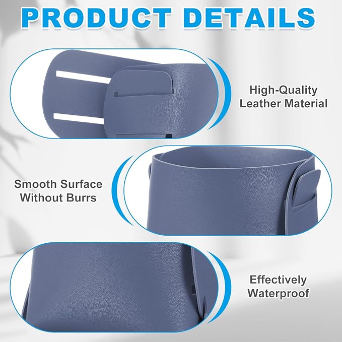 PATIKIL 2Pack Leather Desk Organizer, Leather Pencil Pen Holder Jewelry Valet Tray Hair Accessories Organizer for Bedroom Drawer Office Key Wallet Watch Pen Pencil Glasses, Dark Blue