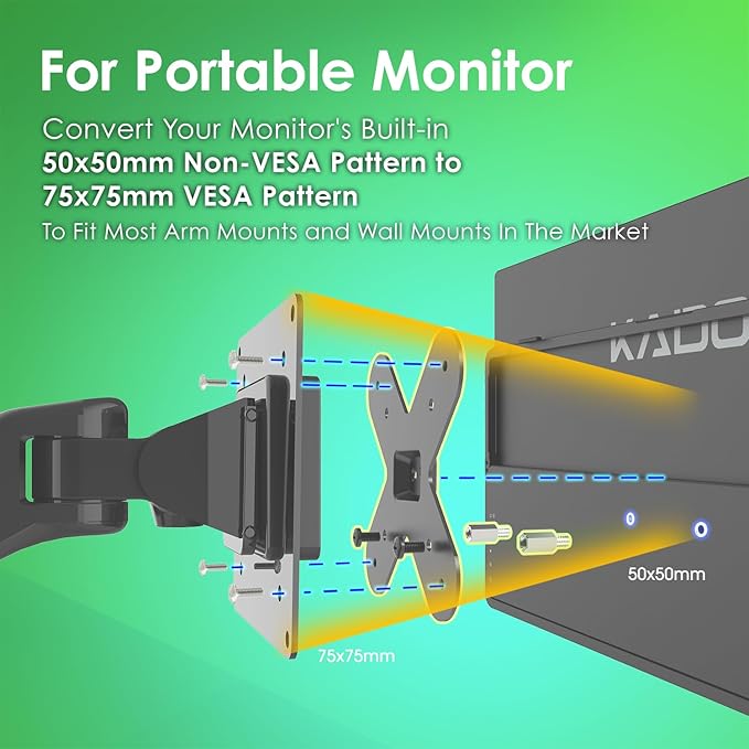 Kado Wall Mount Arm Mount 50x50mm to 75x75mm Adapter Bracket Plate, Mounting Pattern Converter Universal for Monitors, TVs, Mini PCs and Sceptre Displays