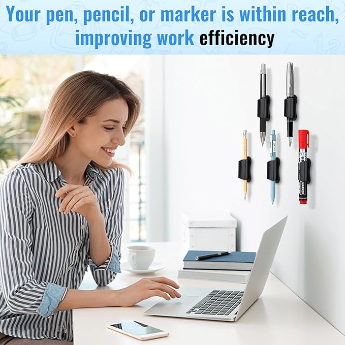 Adhesive Pencil Holders for Desk, 40 PCS Silicone Pencil Holder for Desk,Marker Holder, Adhesive Pen Holder for Classroom Clipboard Attachment, for School Office Accessories,Teacher Supplies