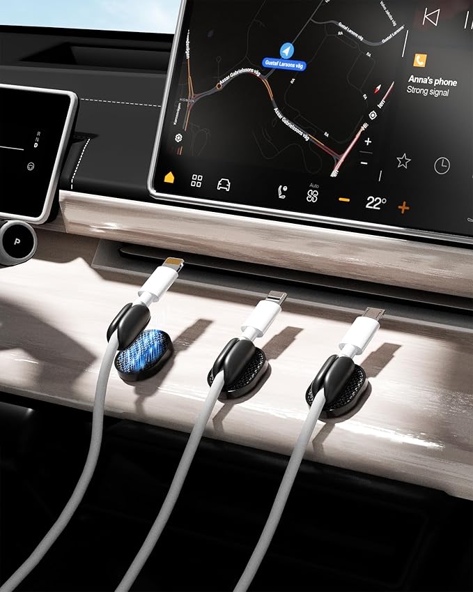 6 Pack Puretor Cord Organizer Holders - Strong Adhesive & Magnetic Desk Cable Management, Effortlessly Organize Phone Charging Cords for Home, Office, Car, Desk & Nightstand