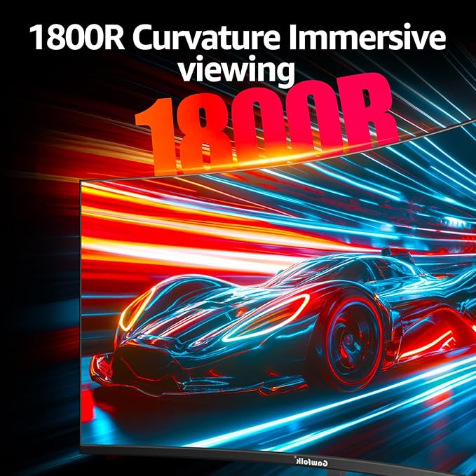 Gawfolk 27 inch Curved Gaming Monitor,144Hz/180Hz PC Monitor Full HD 1080P, Frameless 1800R Computer Display with FreeSync & Eye-Care Technology, Wall Mountable, DP, HDMI Port (Black)