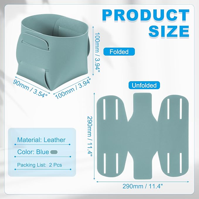 PATIKIL 2Pack Leather Desk Organizer, Leather Pencil Pen Holder Jewelry Valet Tray Hair Accessories Organizer for Bedroom Drawer Office Key Wallet Watch Pen Pencil Glasses, Blue