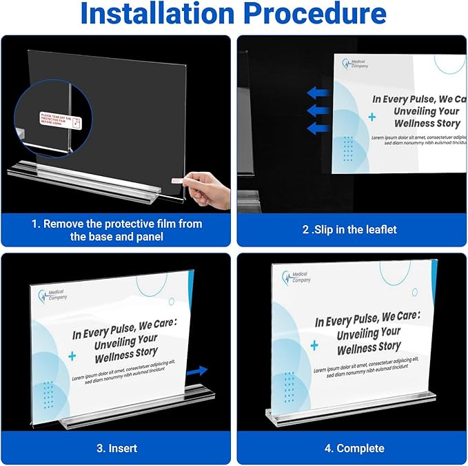 10 Pack Acrylic Sign Holder 11 x 8.5 Horizontal, Double-Sided Clear Sign Holder Plastic Stands for Display, T Shape Acrylic Table Sign Stands for Office Store Restaurants Wedding Party Decoration