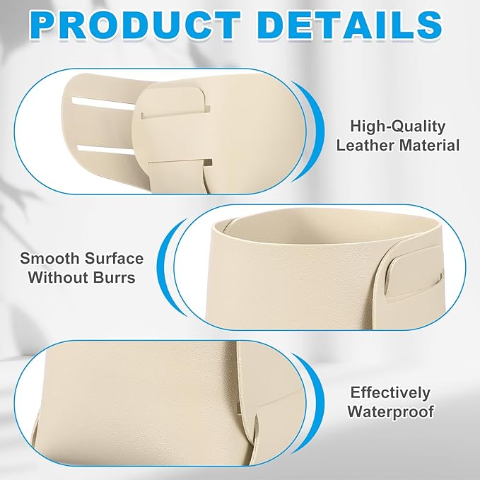 PATIKIL 2Pack Leather Desk Organizer, Leather Pencil Pen Holder Jewelry Valet Tray Hair Accessories Organizer for Bedroom Drawer Office Key Wallet Watch Pen Pencil Glasses, Beige