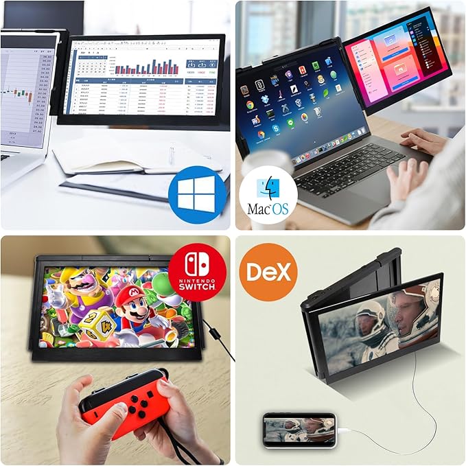 Teamgee P1 Plus Laptop Screen Extender 13.3” FHD 1080P IPS Display，Dual USB & HDMI Portable Monitor, Plug-and-Play Compatible with Mac/Windows/Android, Fits 13-17" Laptops