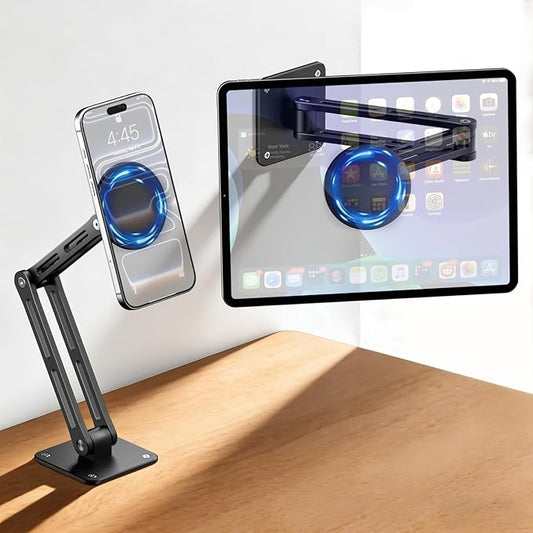CloudValley Tablet Wall Mount Holder Compatible with MagSafe, with 360°Rotating Base Adjustable and Foldable Tablet Stand Holder for iPad Pro/Air/Mini, Galaxy Tab, All 4.7-13" Phones and Tablets